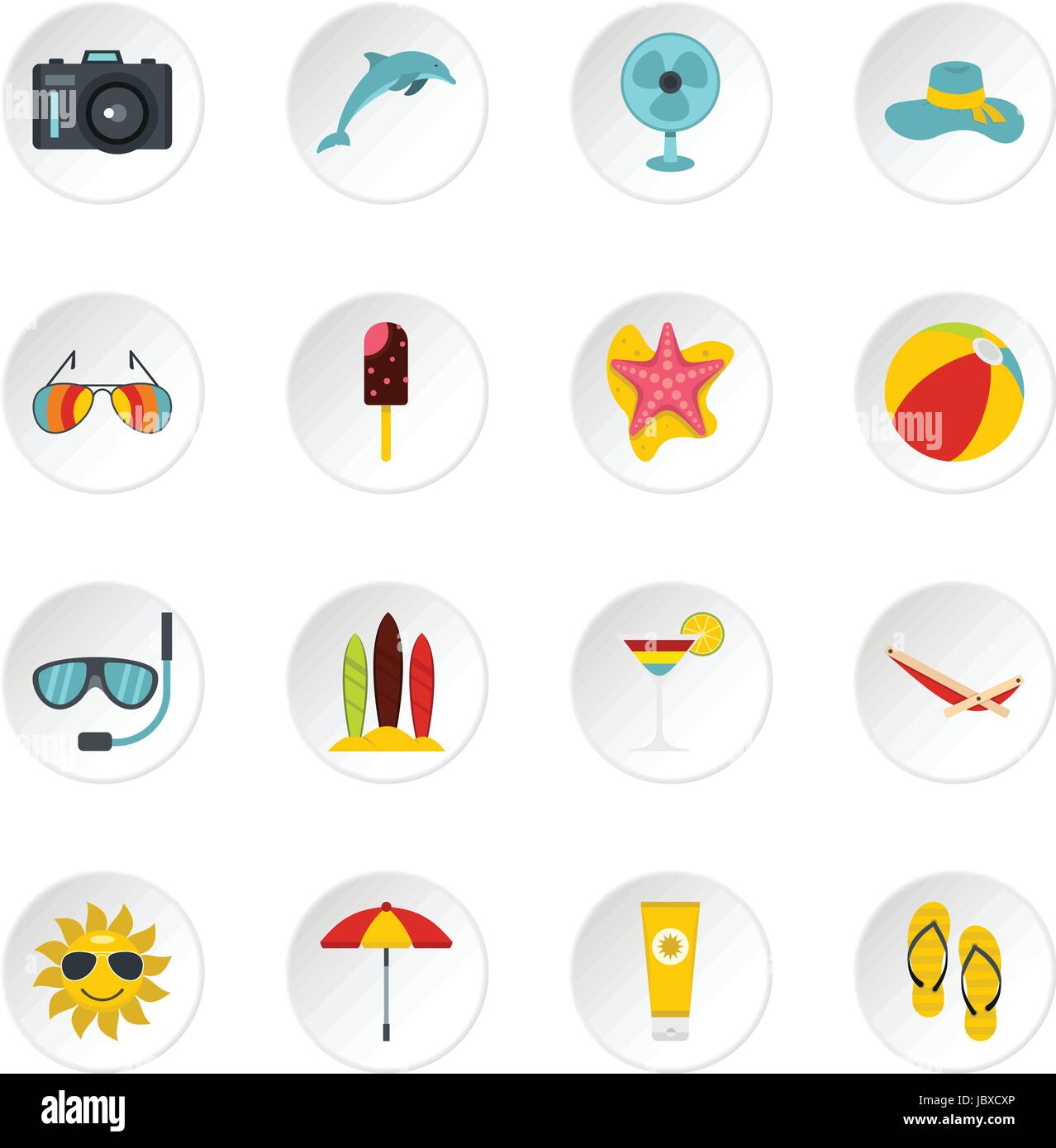 Summer rest set flat icons Stock Vector Image & Art - Alamy