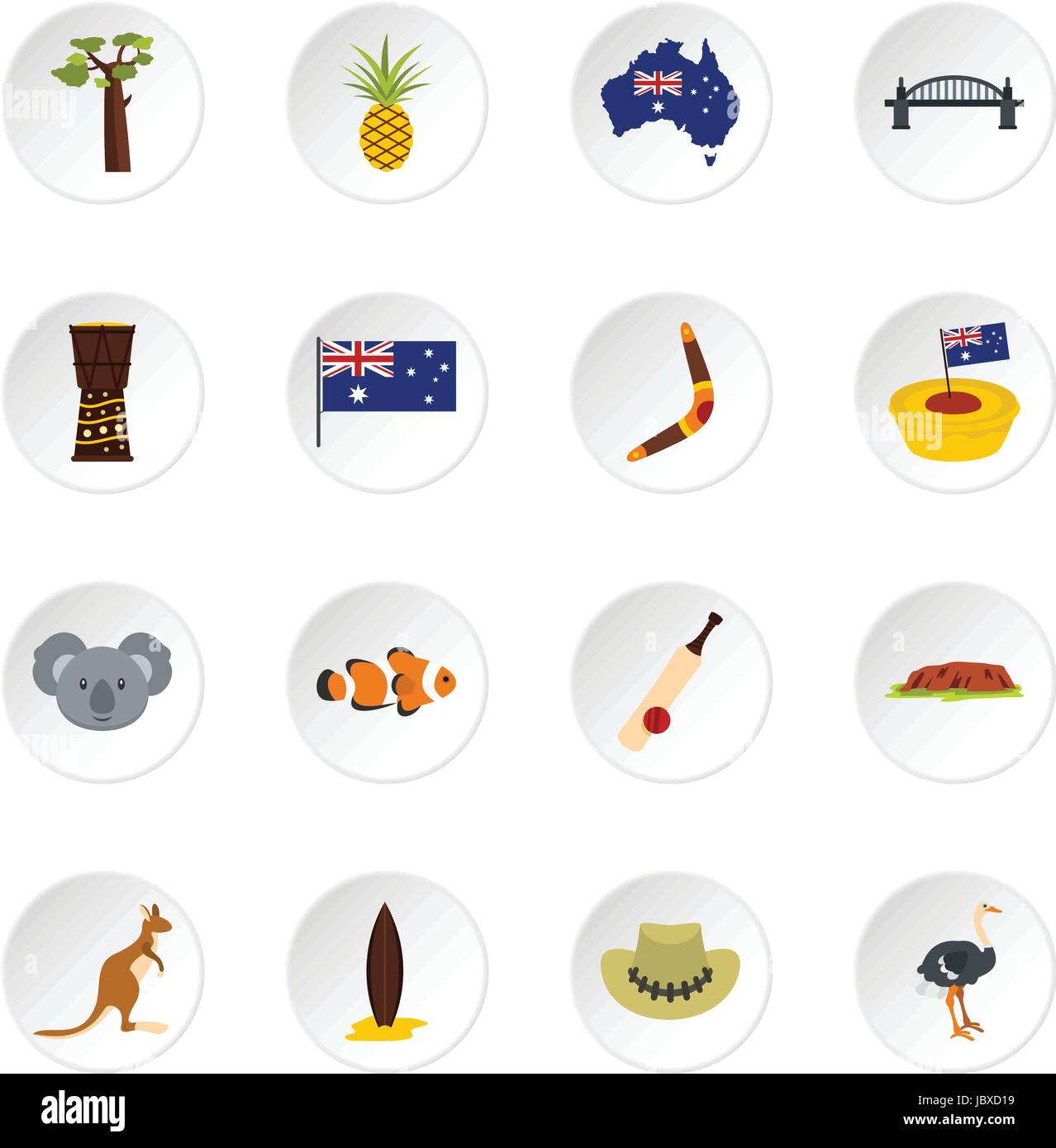 Australia travel icons set in flat style Stock Vector Image & Art - Alamy