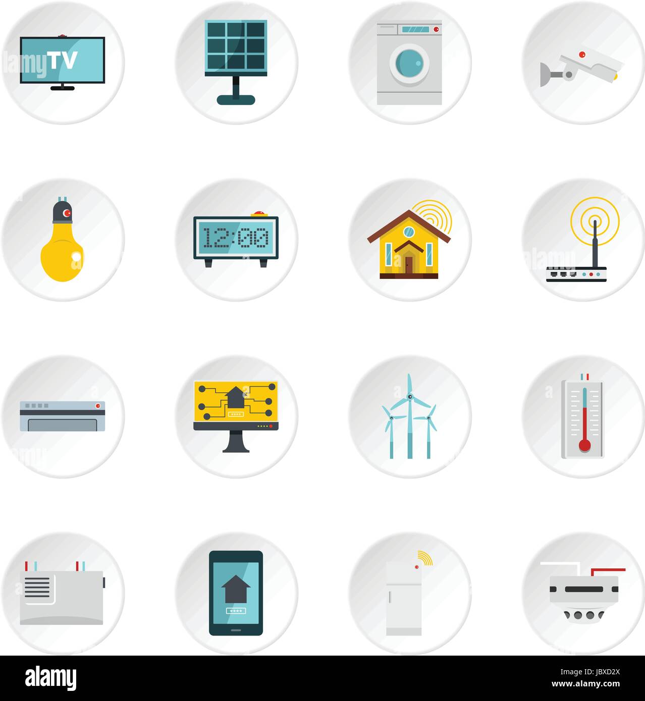 Smart home house icons set in flat style Stock Vector Image & Art - Alamy