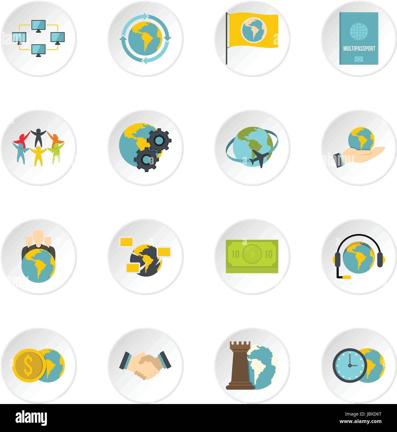 Global connections icons set in flat style Stock Vector Image & Art - Alamy