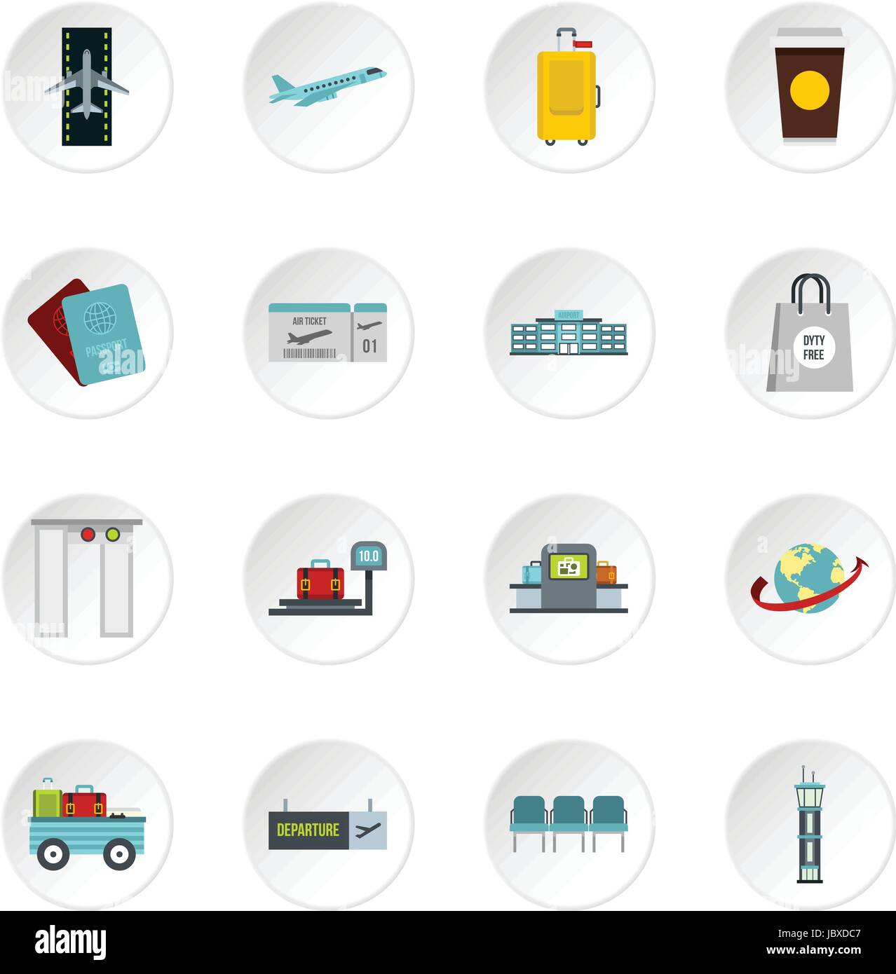 Airport icons set in flat style Stock Vector Image & Art - Alamy