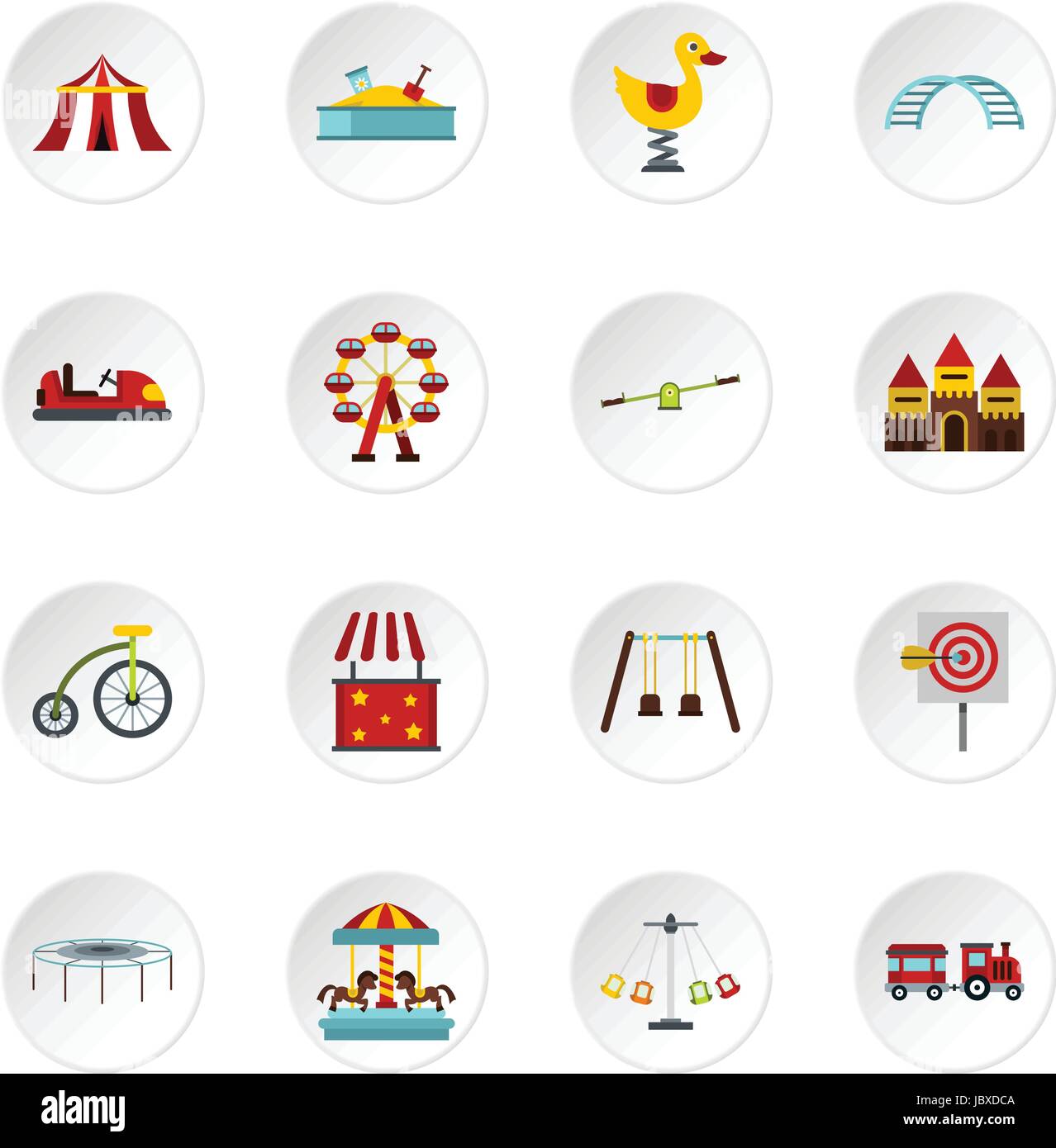 Amusement park icons set, flat style Stock Vector Image & Art - Alamy