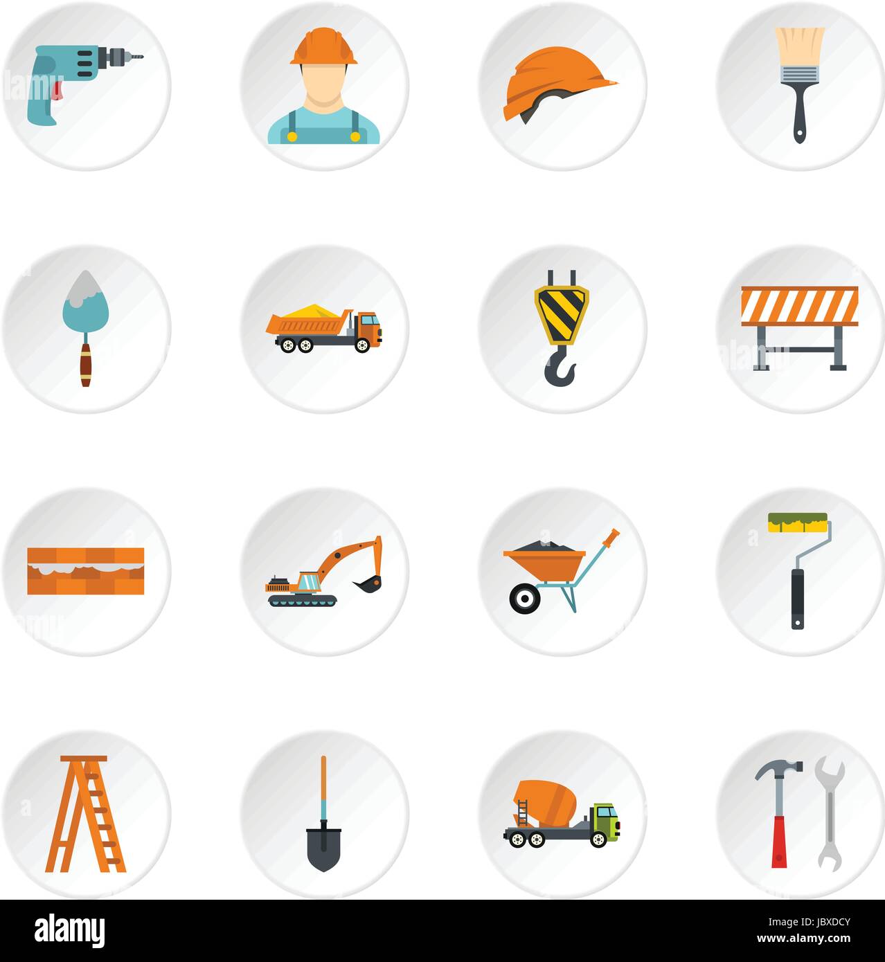 Construction icons set, flat style Stock Vector Image & Art - Alamy
