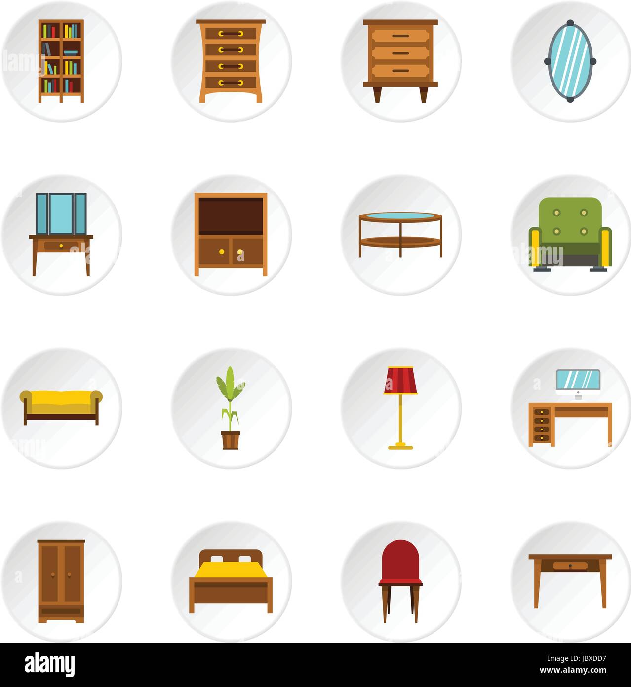 Furniture icons set, flat style Stock Vector Image & Art - Alamy