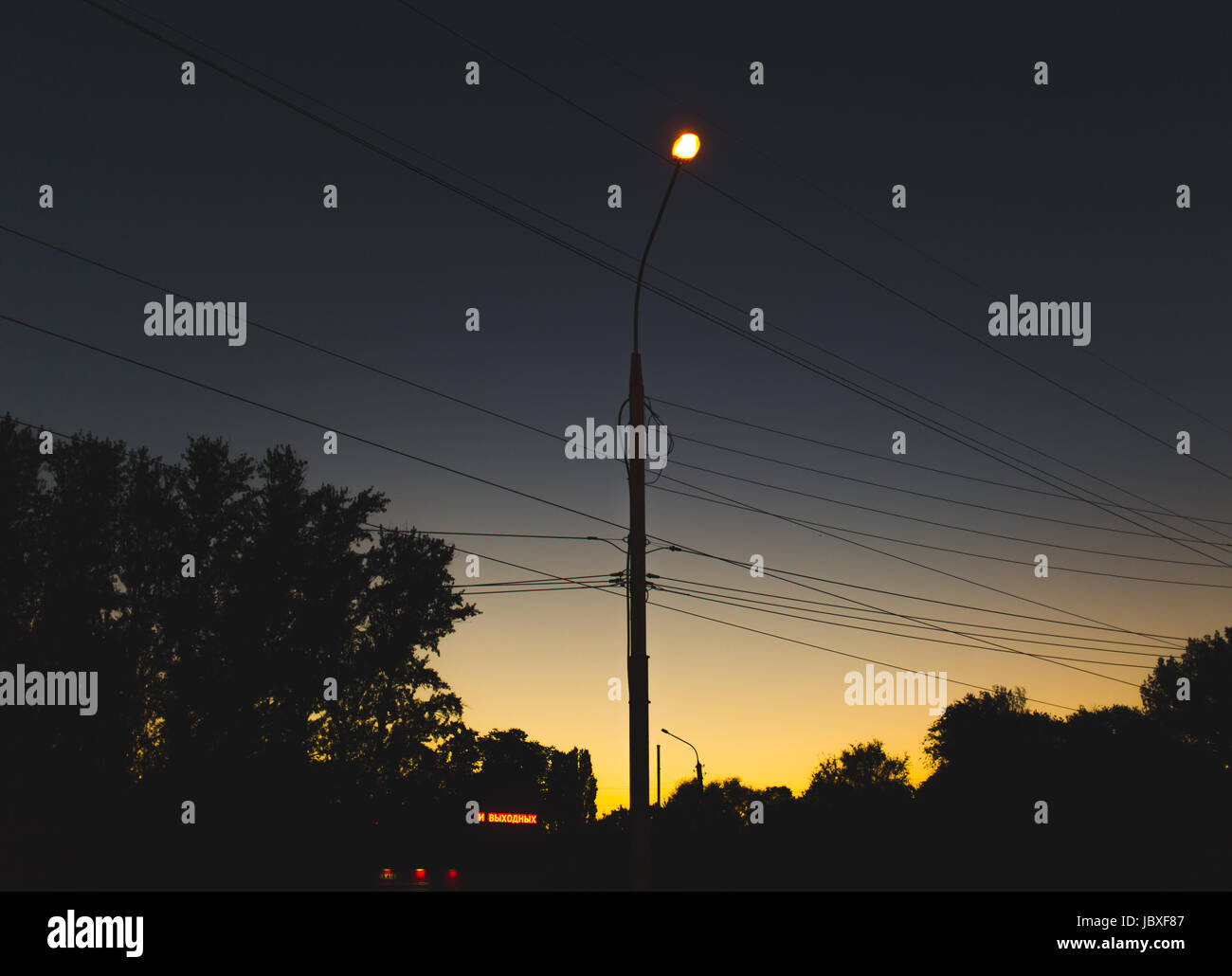 Street light against twilight sky background Stock Photo