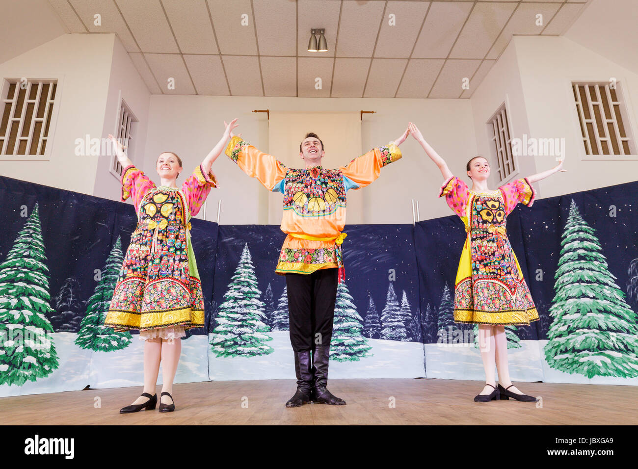 TROY, NEW YORK/USA - FEB 25 2017: Traditional dance performance at the annual Russian Festival Stock Photo