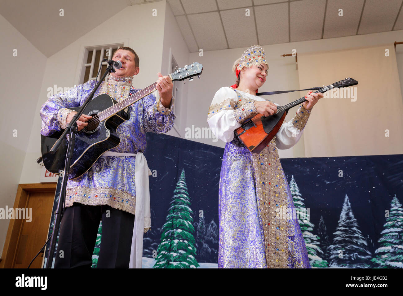 TROY, NEW YORK/USA - FEB 25 2017: Traditional musicians perform at the annual Russian Festival Stock Photo