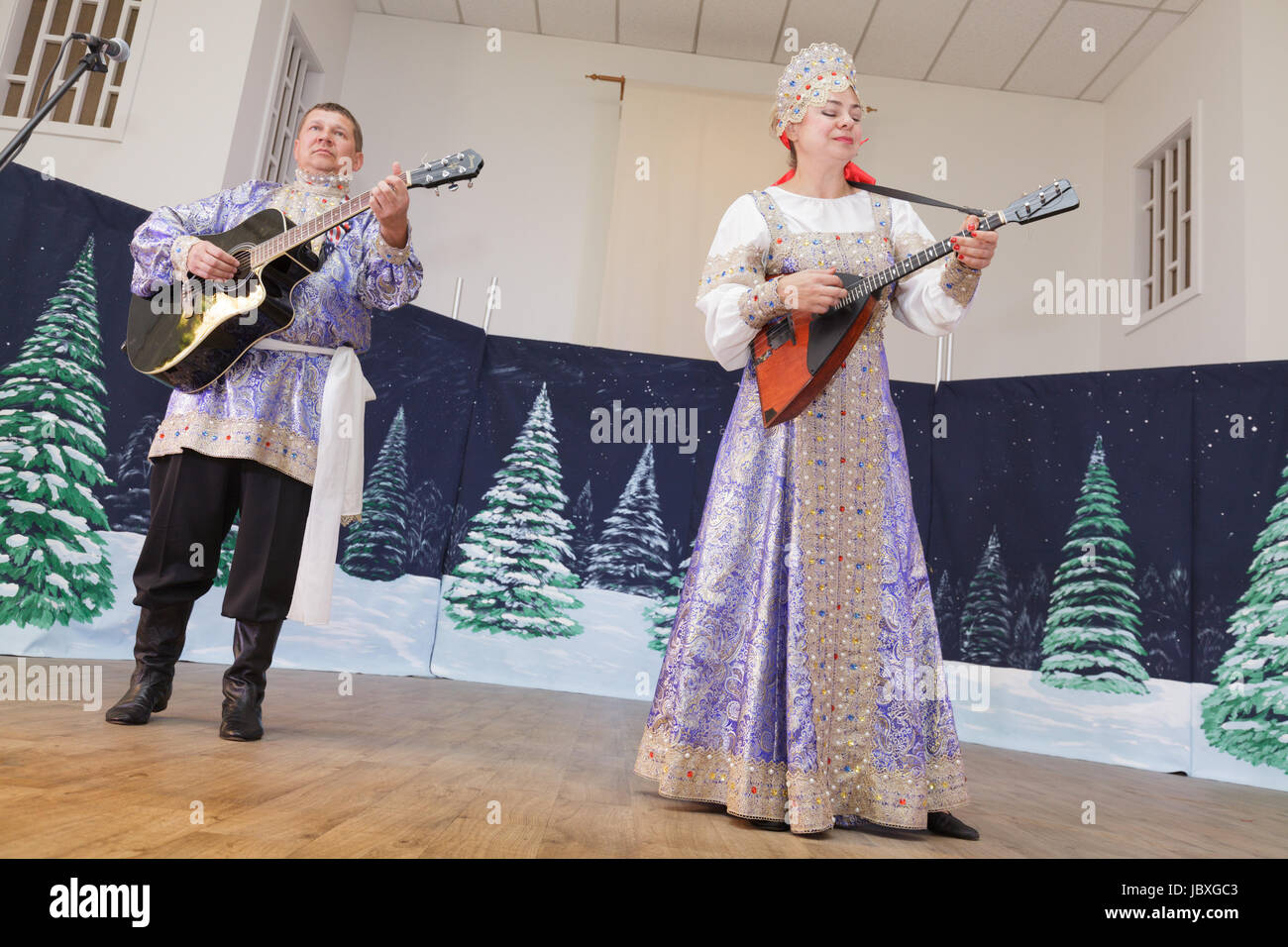 TROY, NEW YORK/USA - FEB 25 2017: Traditional musicians perform at the annual Russian Festival Stock Photo