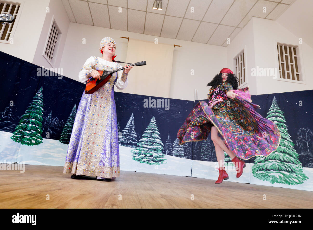 TROY, NEW YORK/USA - FEB 25 2017: Traditional music and dance at annual Russian Festival Stock Photo