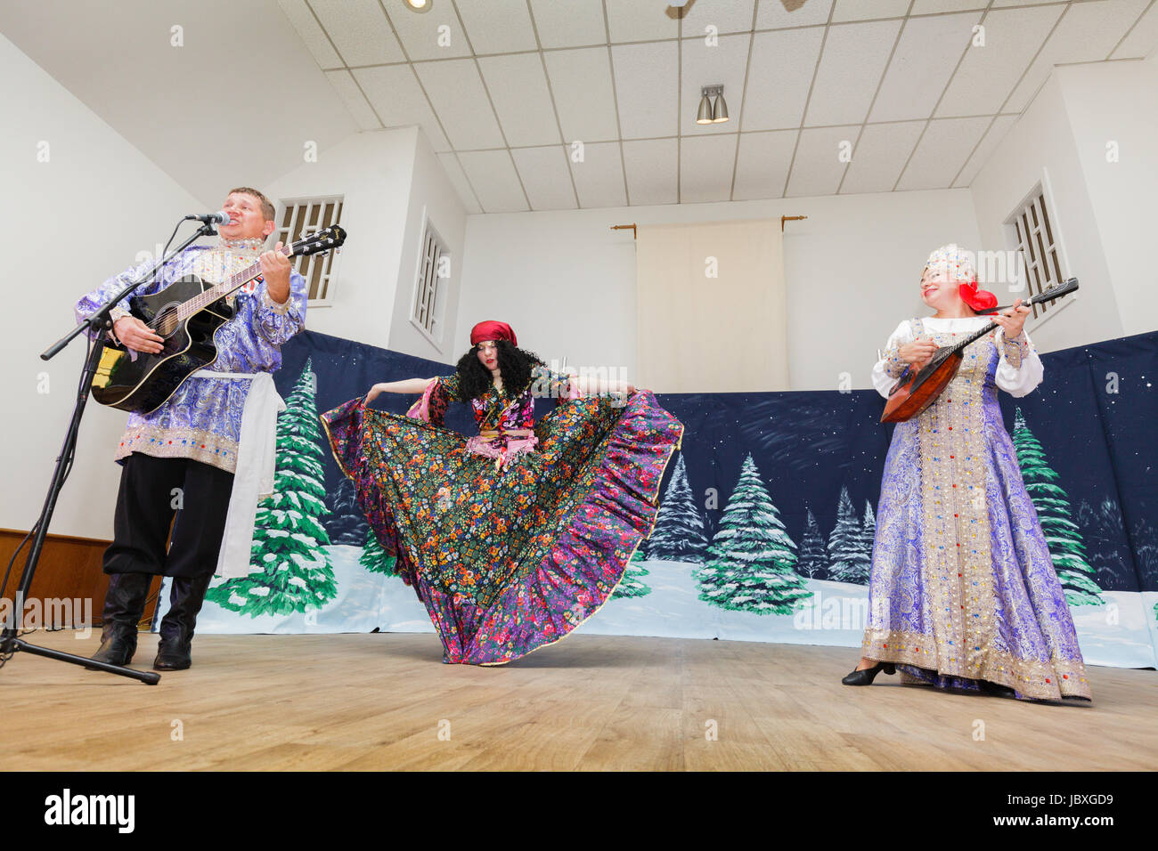 TROY, NEW YORK/USA - FEB 25 2017: Traditional music and dance at annual Russian Festival Stock Photo