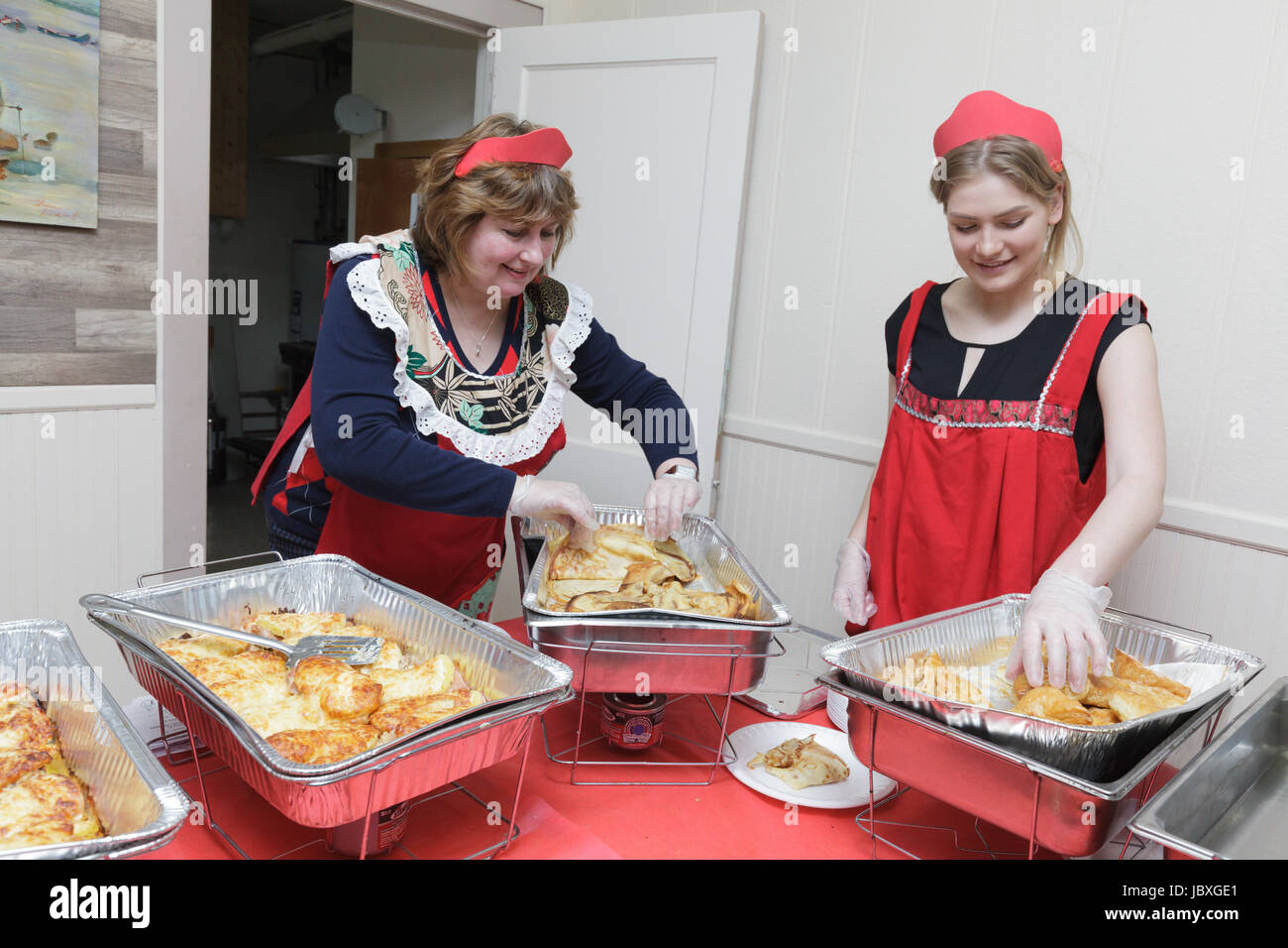 TROY, NEW YORK/USA - FEB 25 2017: Traditional old-country foods at annual Russian Festival Stock Photo
