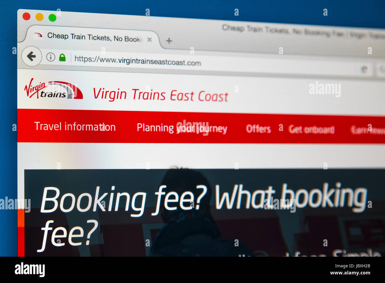 LONDON, UK - JUNE 8TH 2017: The homepage of the official website for Virgin Trains East Coast, on 8th June 2017. Stock Photo