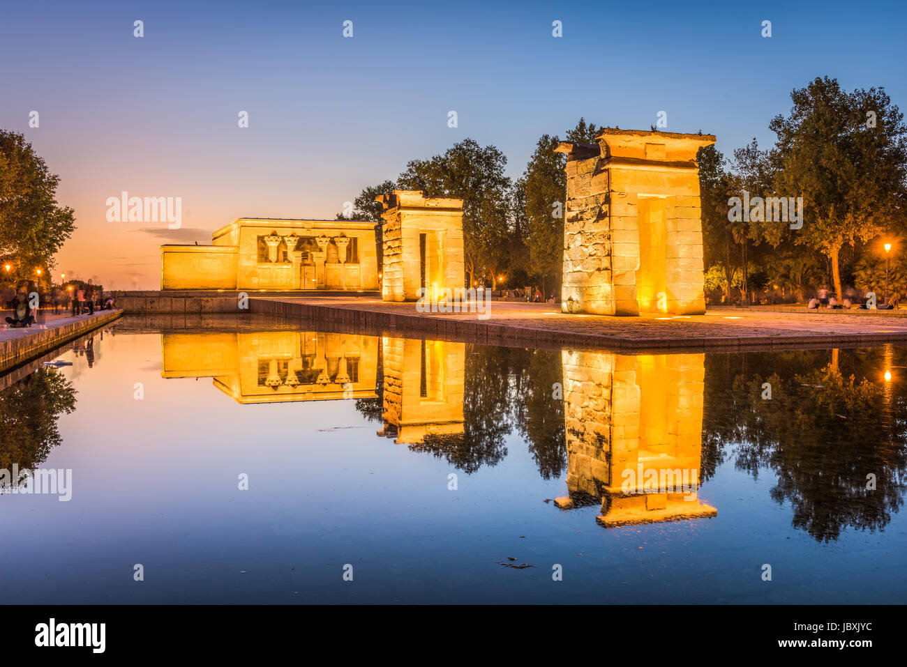 Madrid, Spain at the ancient Egyptian ruins of Temple Debod. Stock Photo