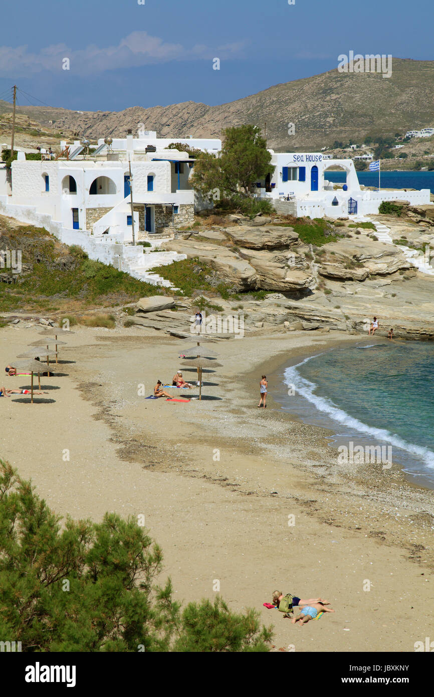 Greece, Cyclades, Paros, Naoussa, Piperi Beach, Stock Photo