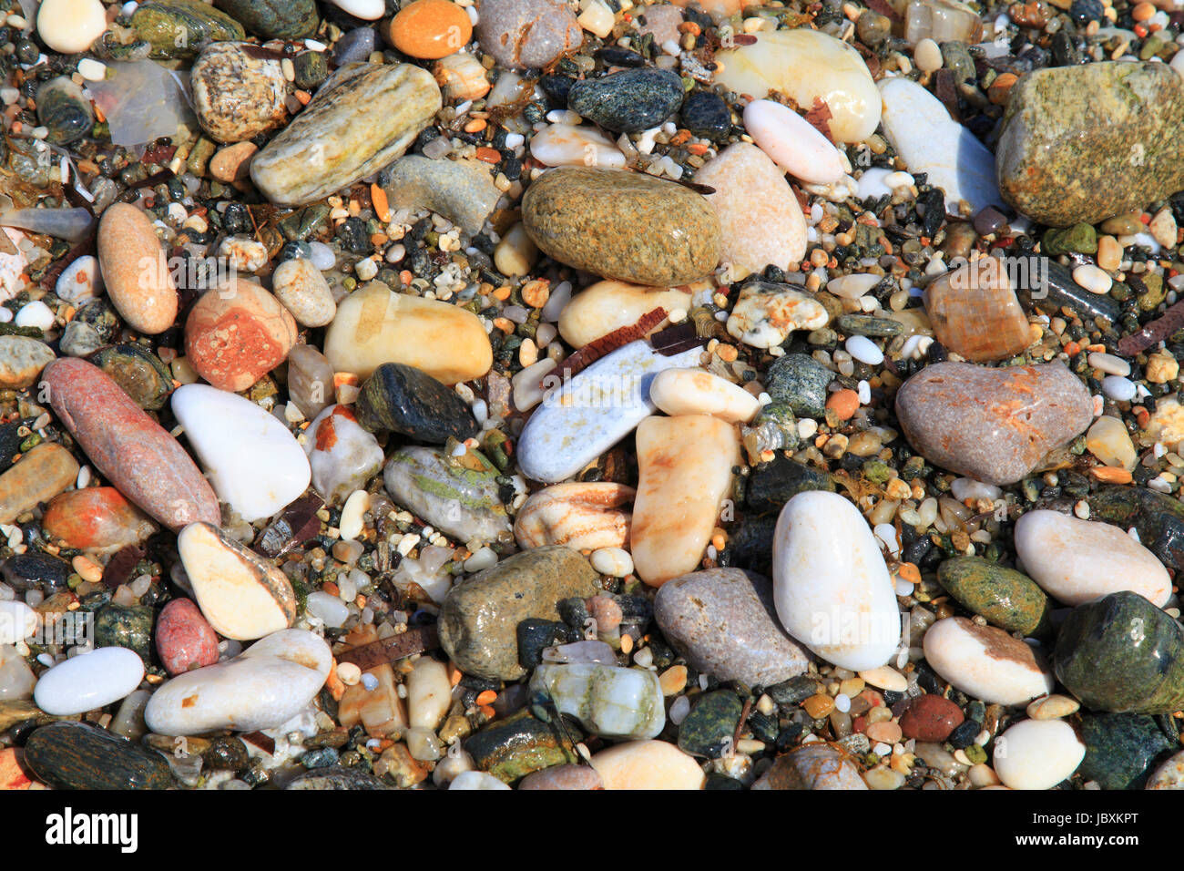 Greece, Cyclades, Paros, Naoussa, Piperi Beach, pebbles, Stock Photo