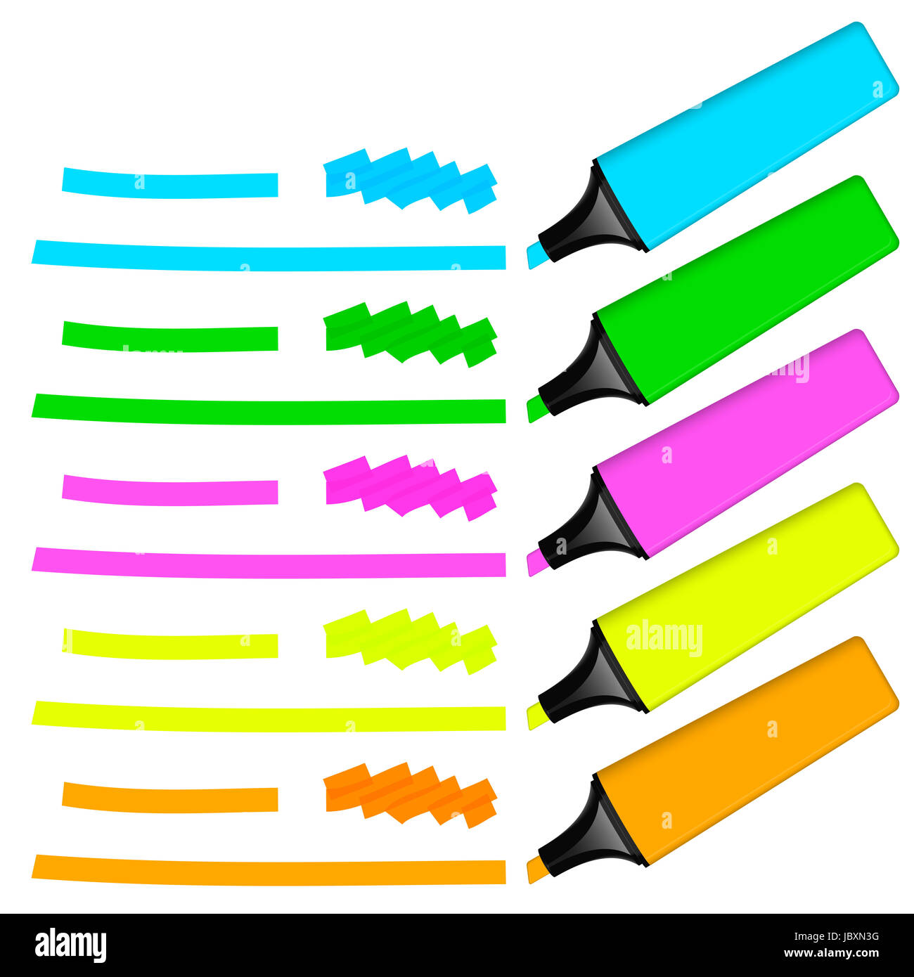 set - highlighter with markings Stock Photo