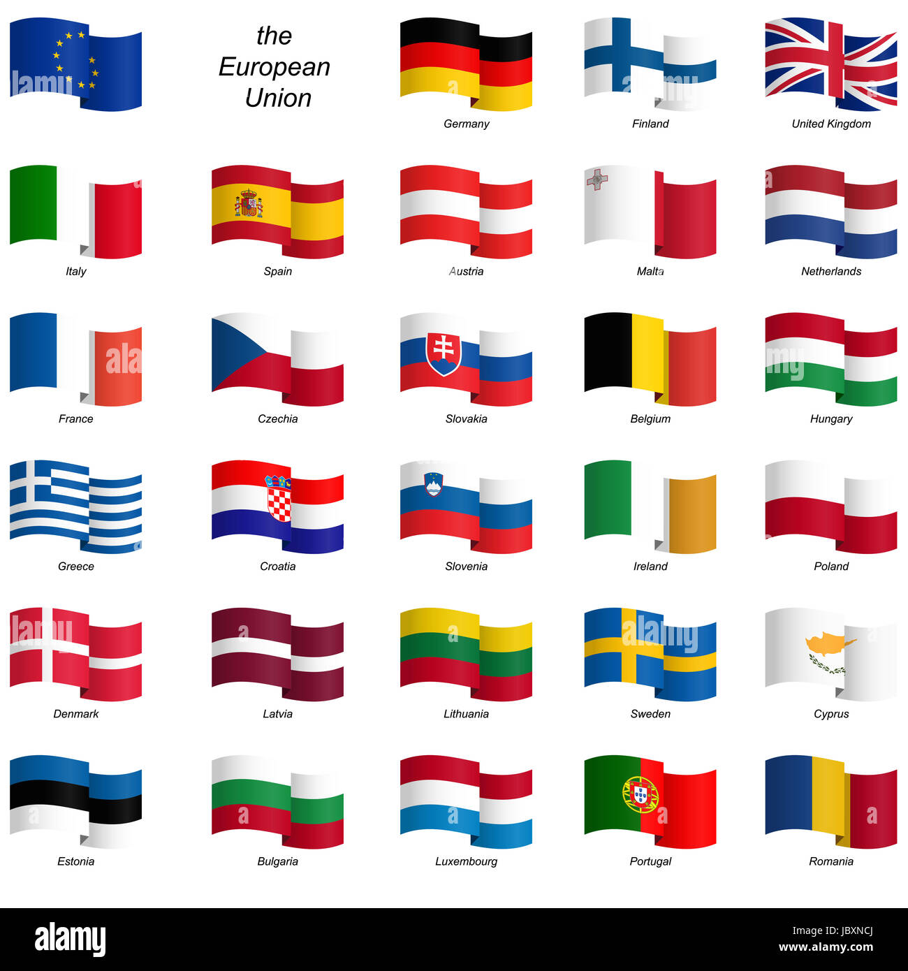 collection of country flags European Union Stock Photo - Alamy