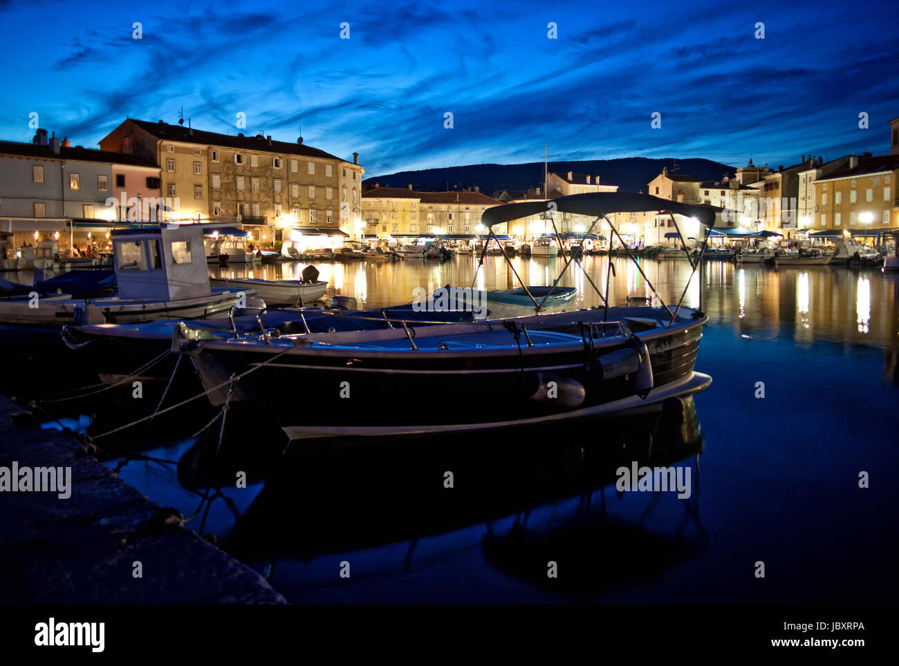 cres harbour croatia night view Stock Photo