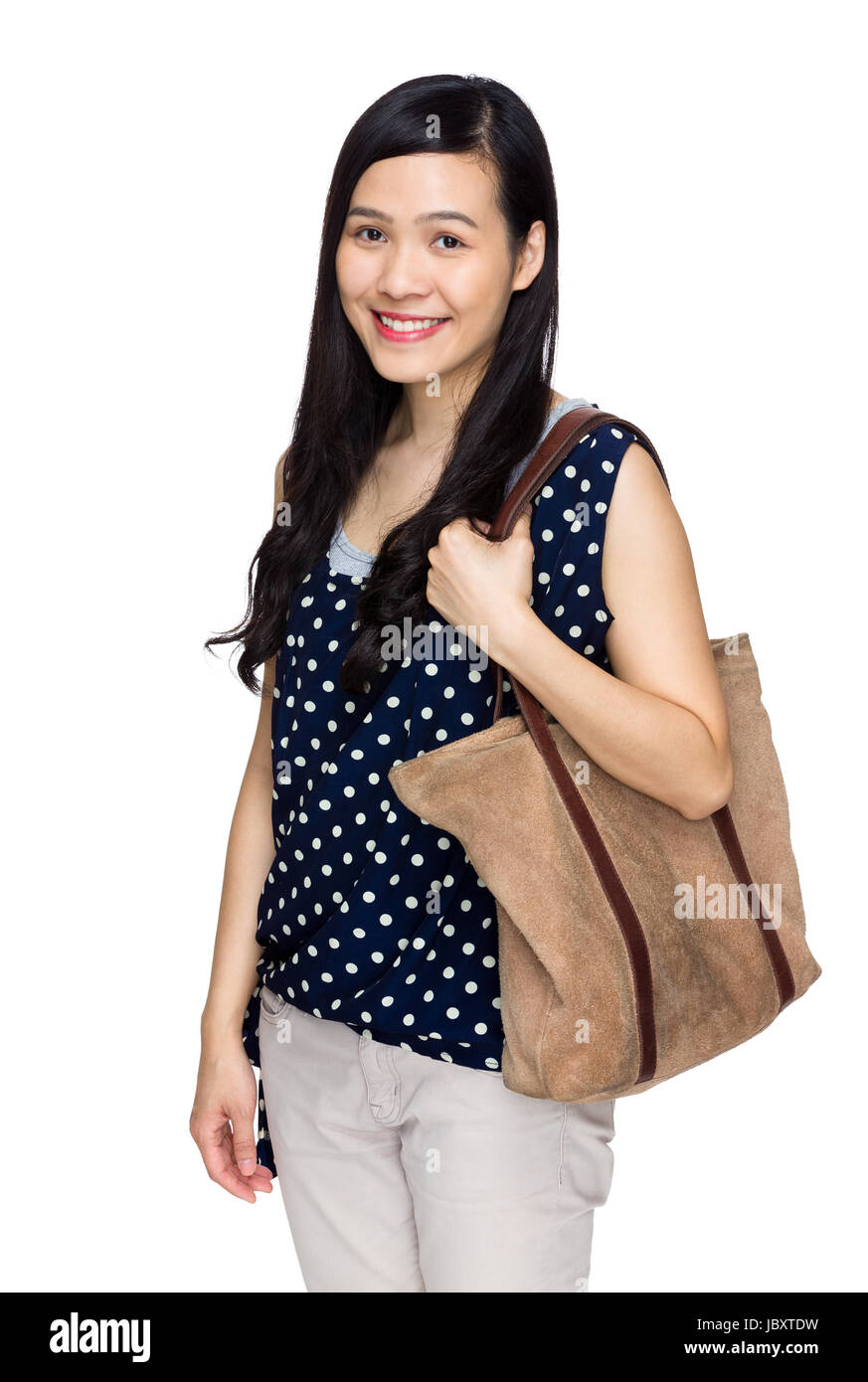 Woman with tote bag Stock Photo Alamy