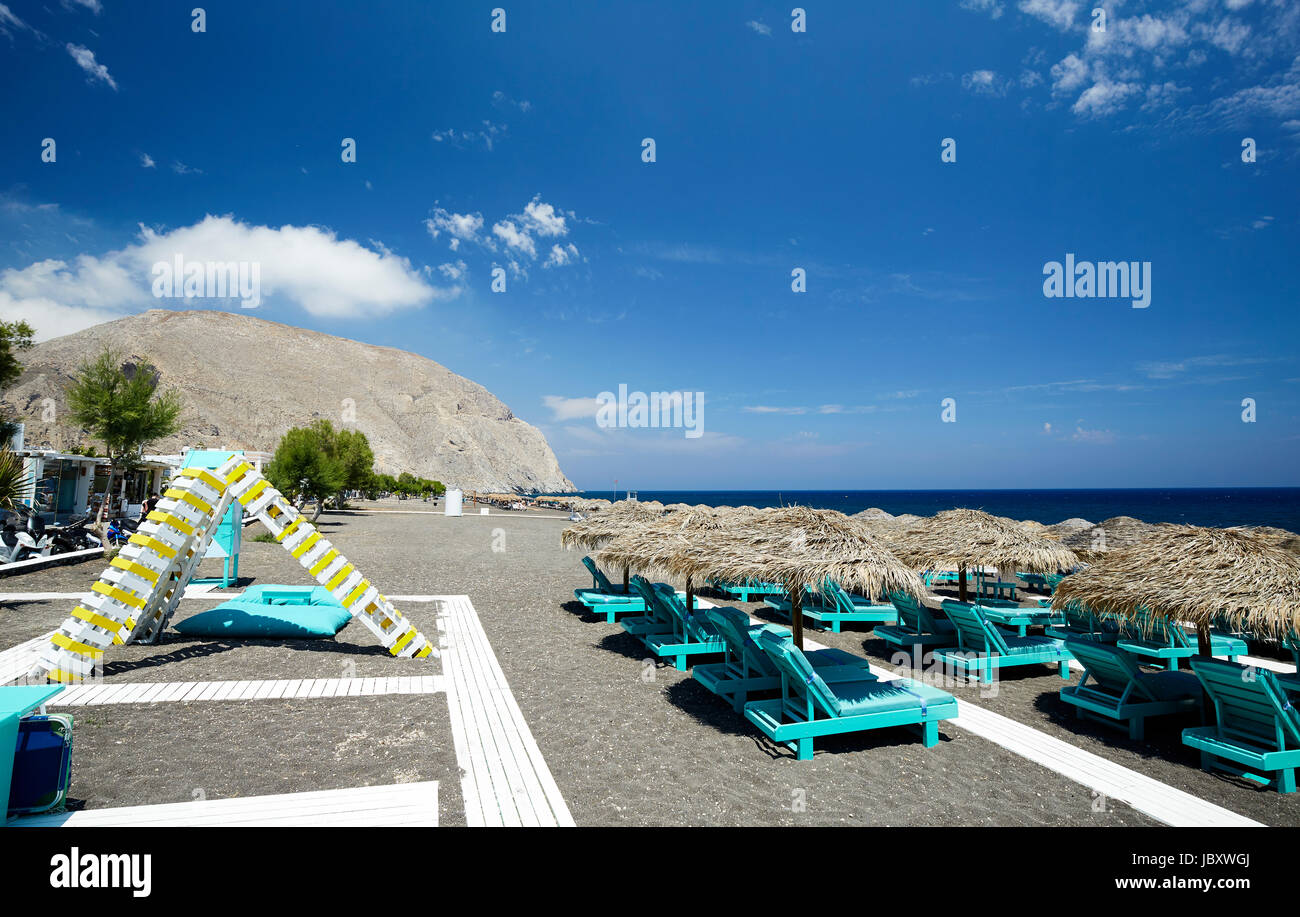 Perissa Beach, Santorini, Greece Stock Photo