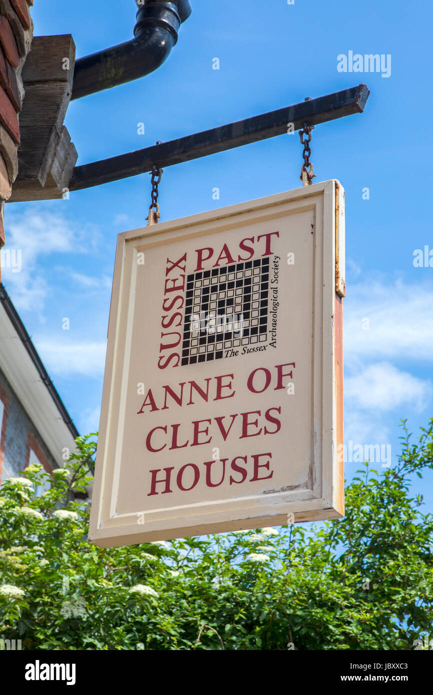 LEWES, UK - MAY 31ST 2017: The sign at Anne of Cleves House in the ...