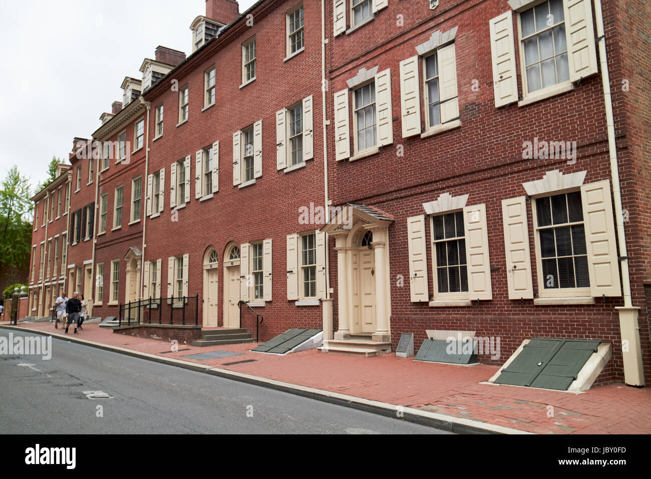 historic row houses or townhouses on walnut street old city Philadelphia USA Stock Photo
