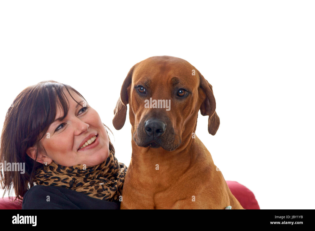 Young woman with her dog Stock Photo