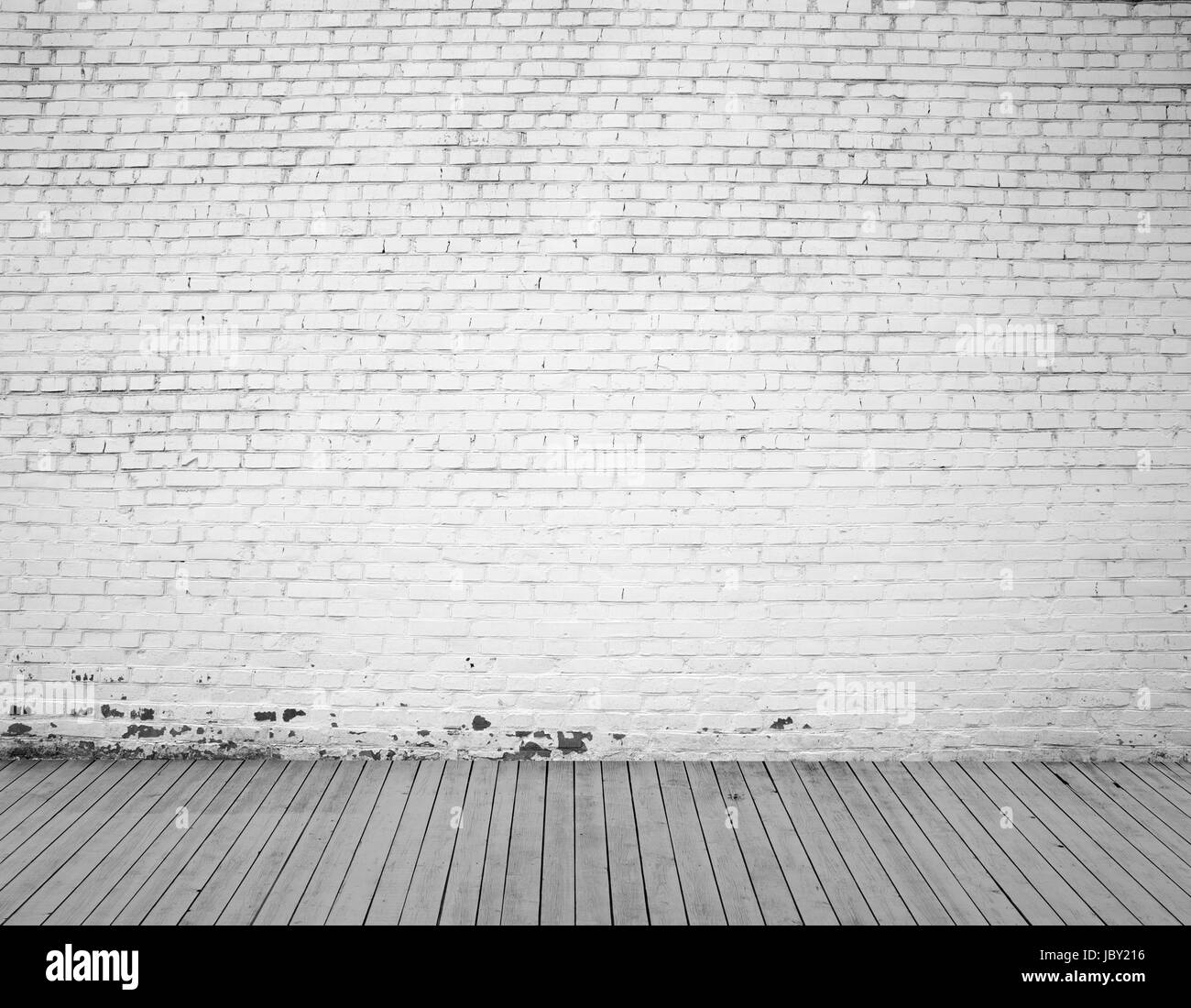 white brick wall and wood floor background Stock Photo - Alamy