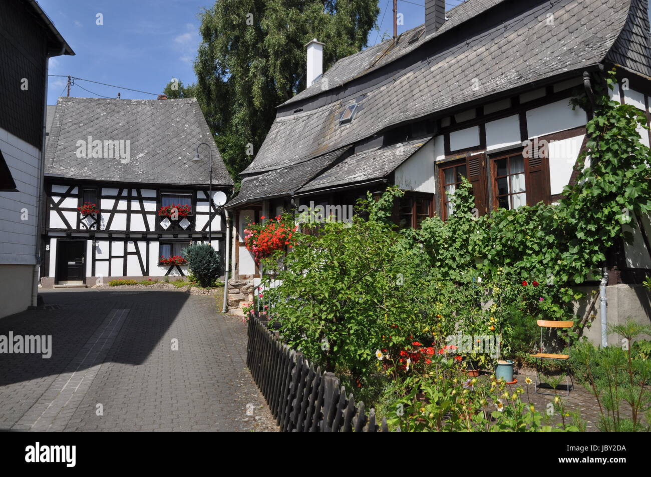 dorf, blumen, blumenschmuck, zierpflanzen, haus, gemünden, hunsrück