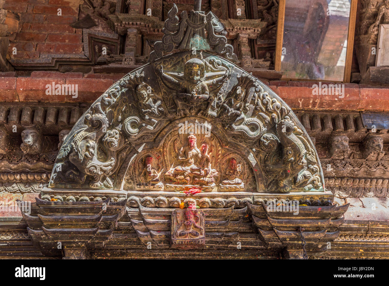 A statue in Changu Narayan the oldest temple of the Kathmandu Valley