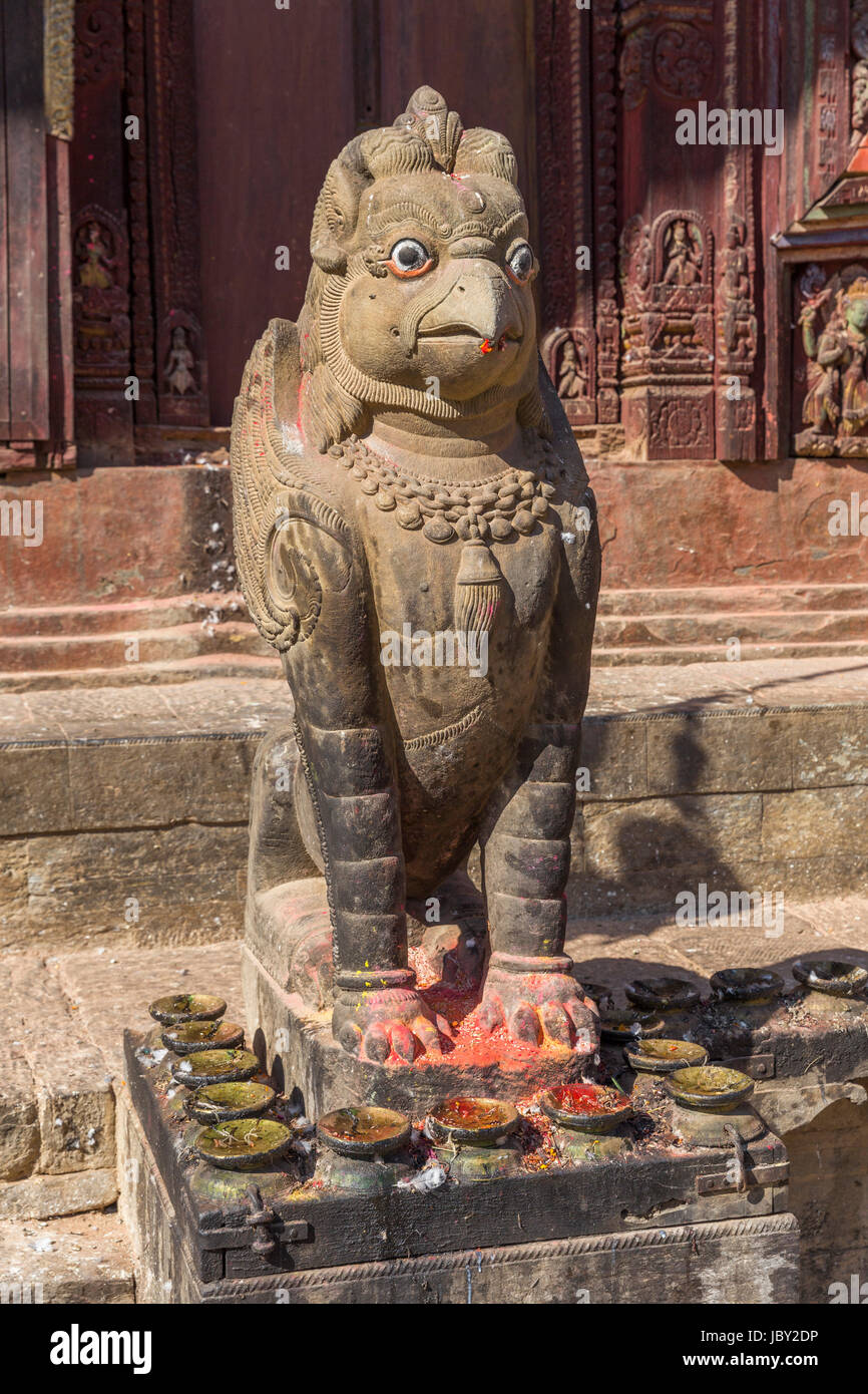 A statue in Changu Narayan the oldest temple of the Kathmandu Valley