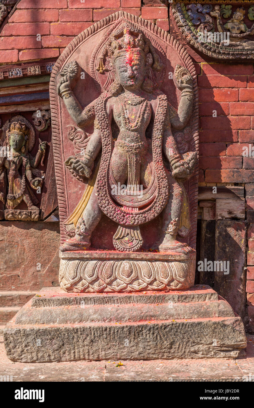 A statue in Changu Narayan the oldest temple of the Kathmandu Valley