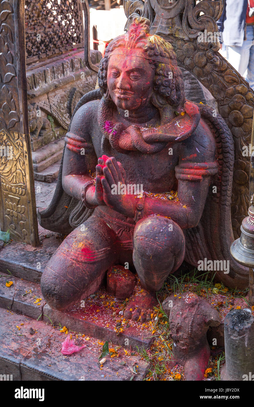 A statue in Changu Narayan the oldest temple of the Kathmandu Valley