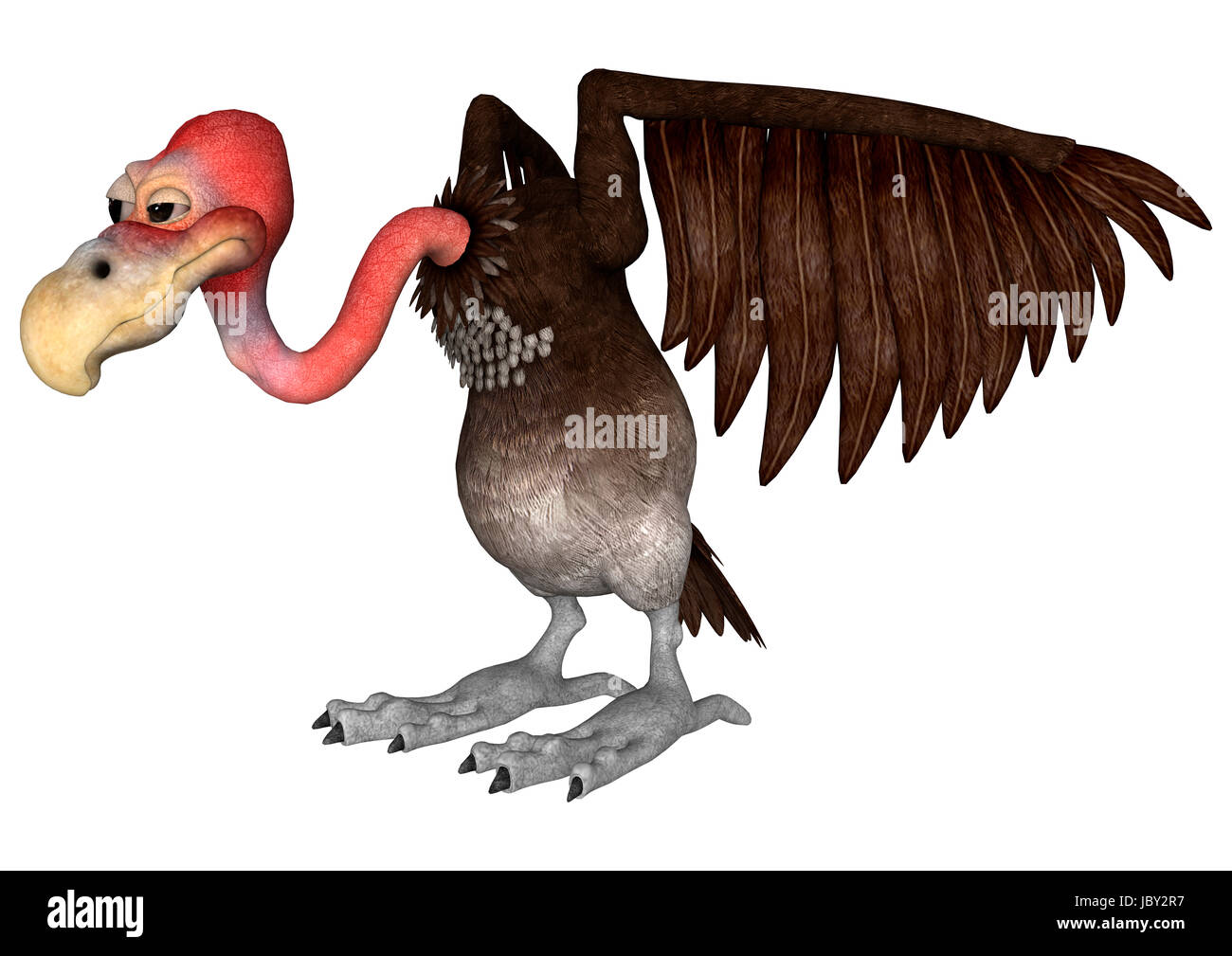 3D digital render of a funny cartoon vulture isolated on white