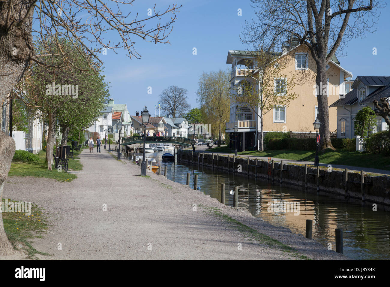 TROSA popular summer tourist City in Södermanland with Trosa River in the spring 2017 Stock Photo