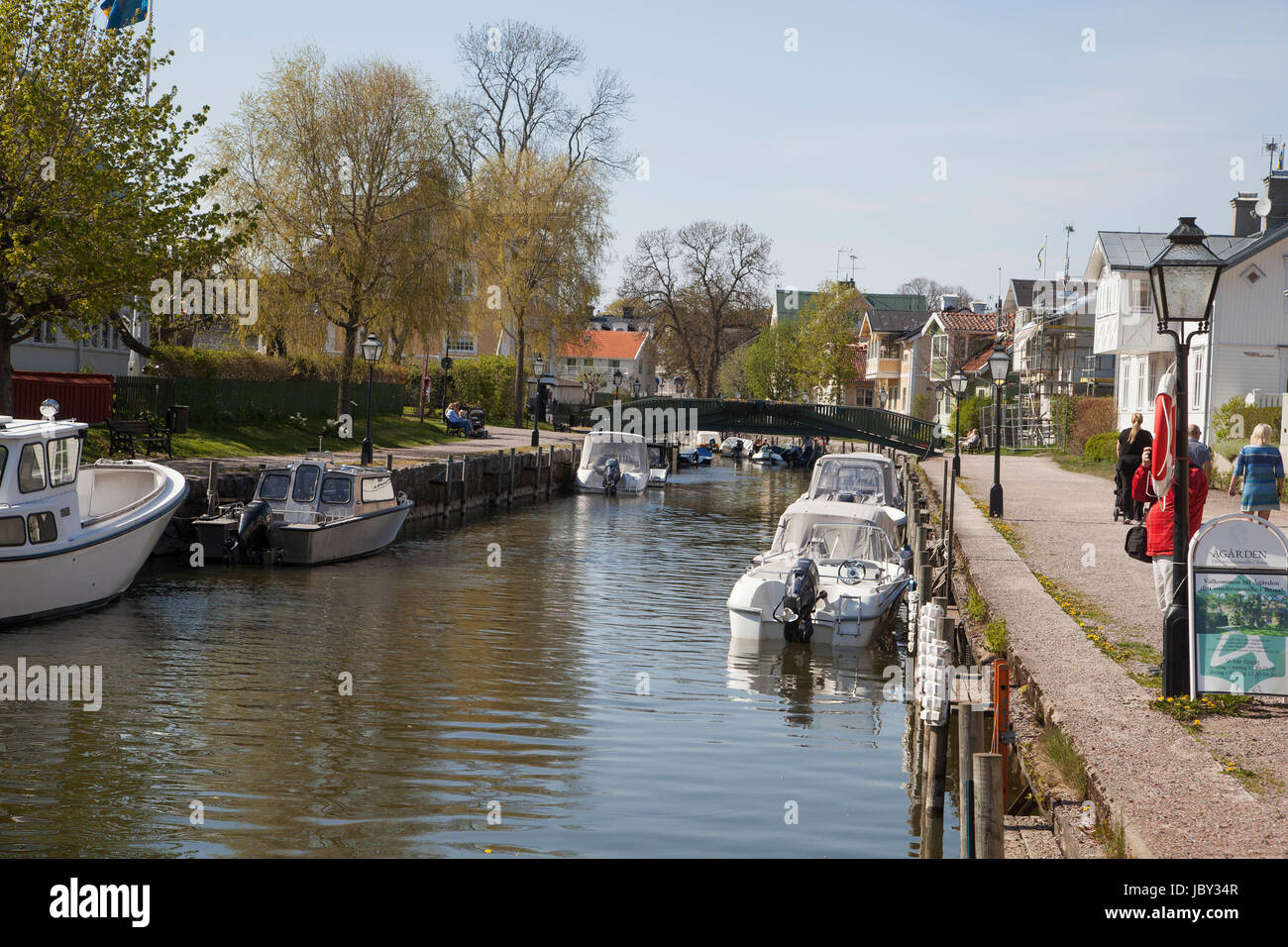 TROSA popular summer tourist City in Södermanland with Trosa River in the spring 2017 Stock Photo