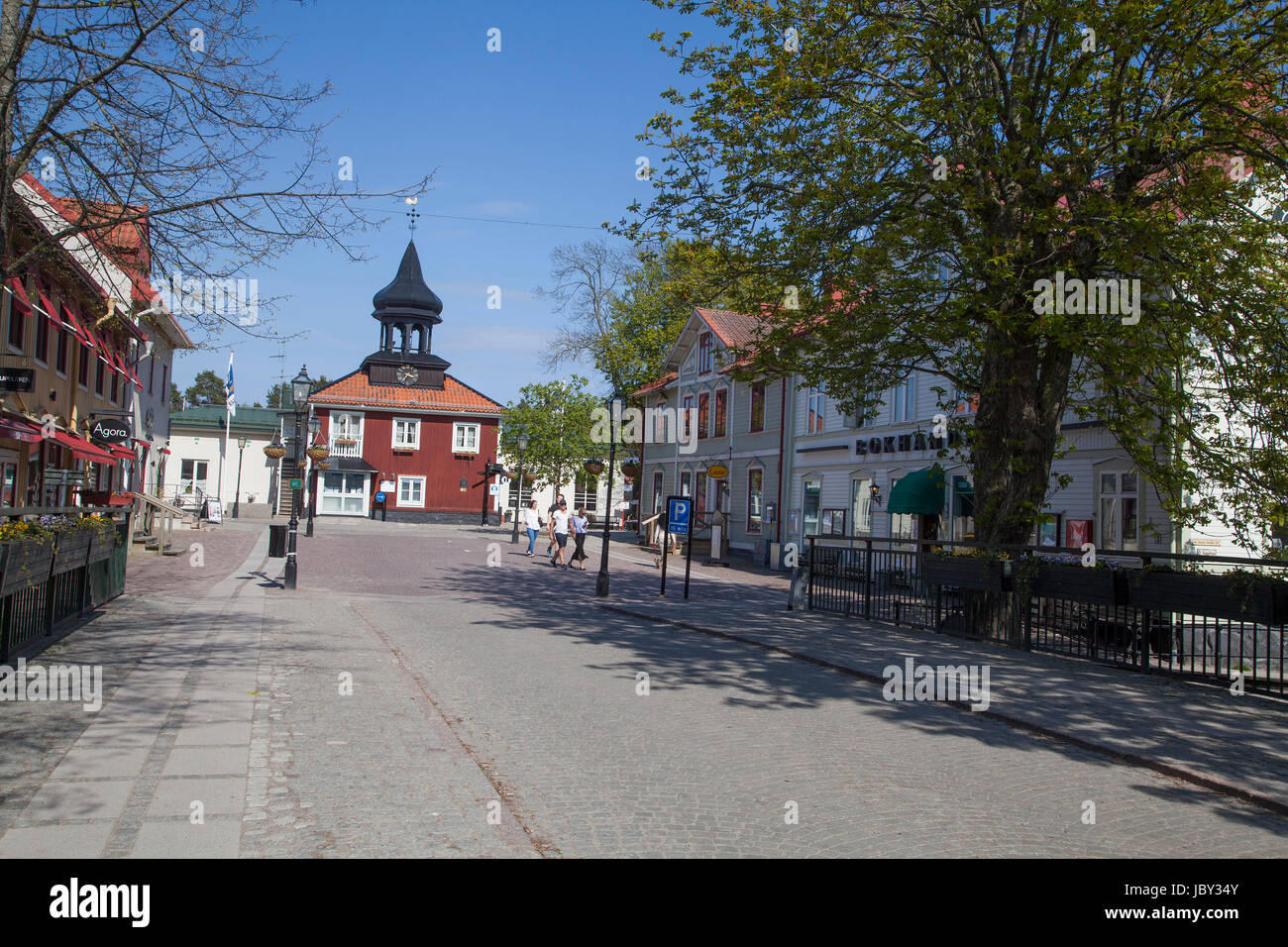 TROSA popular summer tourist City in Södermanland with the old Town hall in the spring 2017 Stock Photo