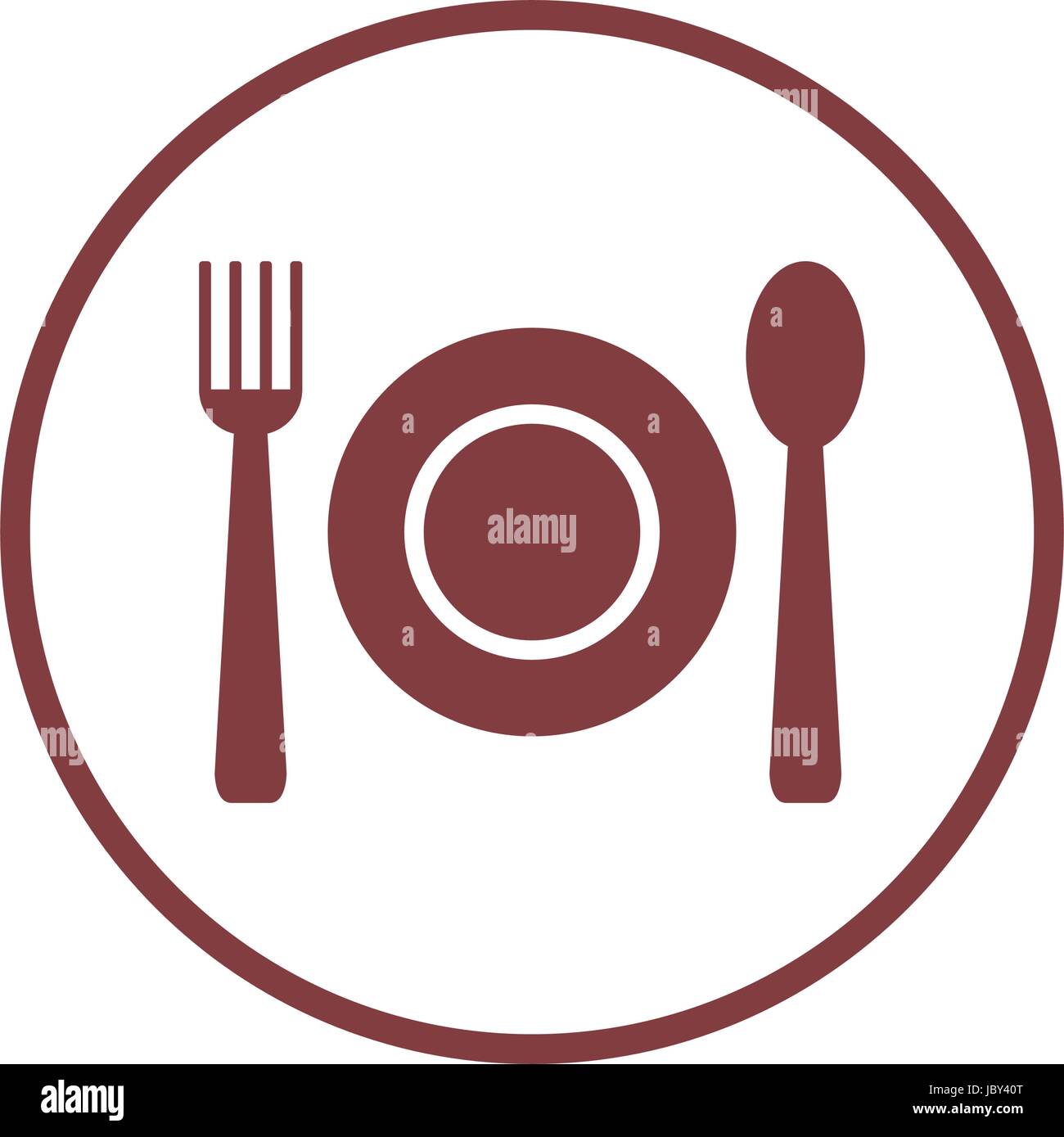 Plate icon with cutlery on white background in vector Stock Vector ...