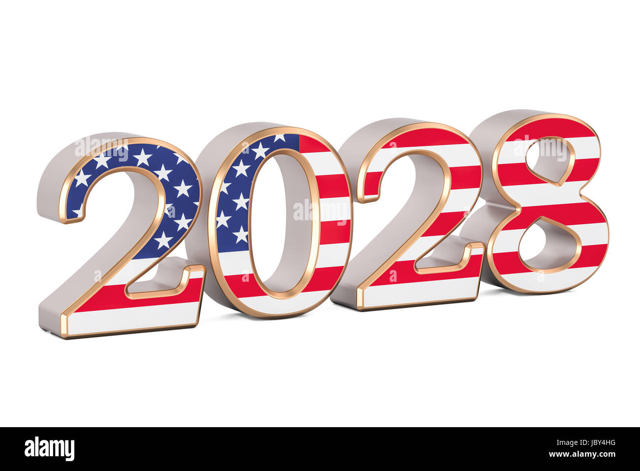 2028 with flag of USA concept, 3D rendering Stock Photo