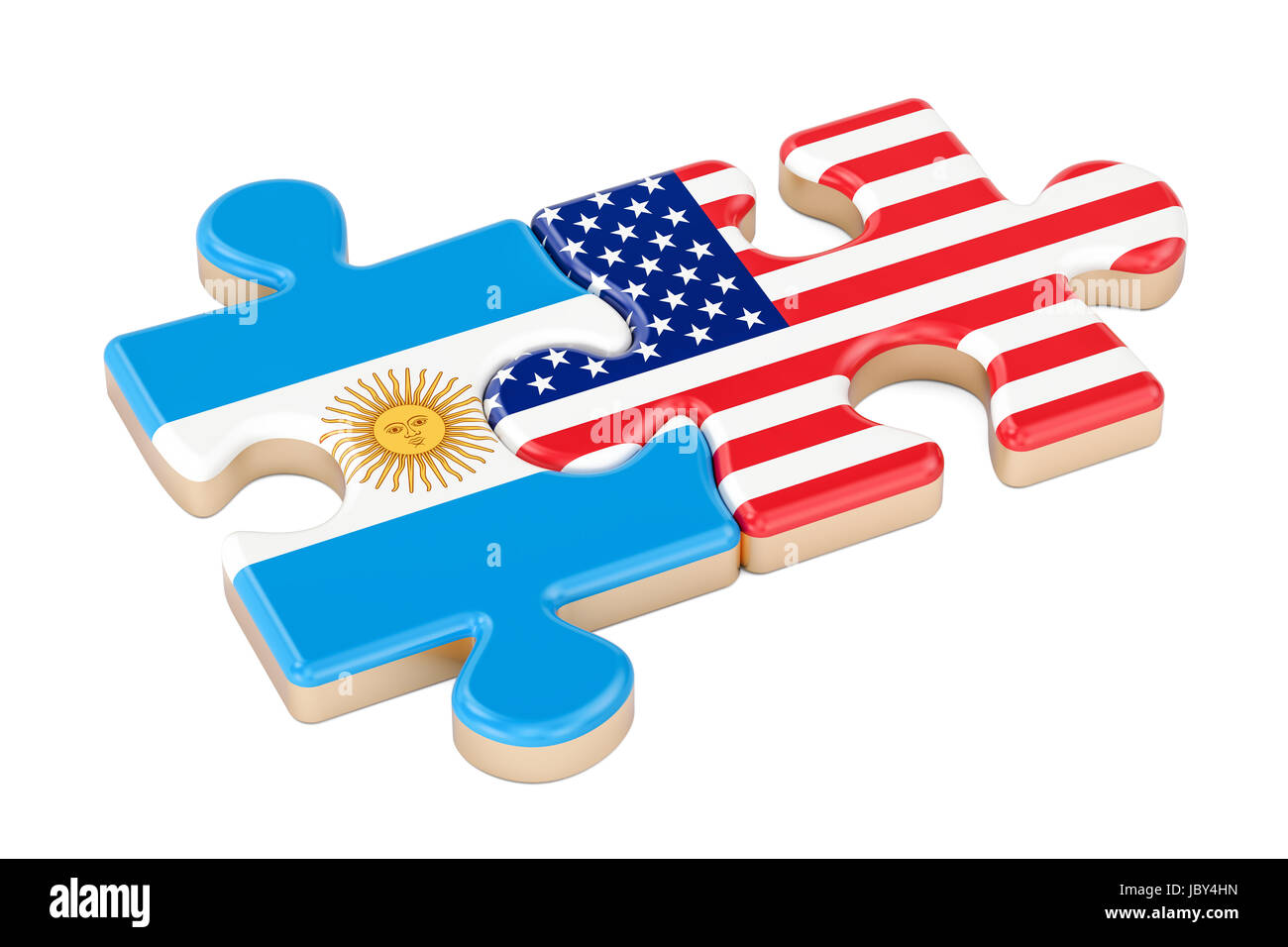 Argentina and USA puzzles from flags, 3D rendering isolated on white background Stock Photo