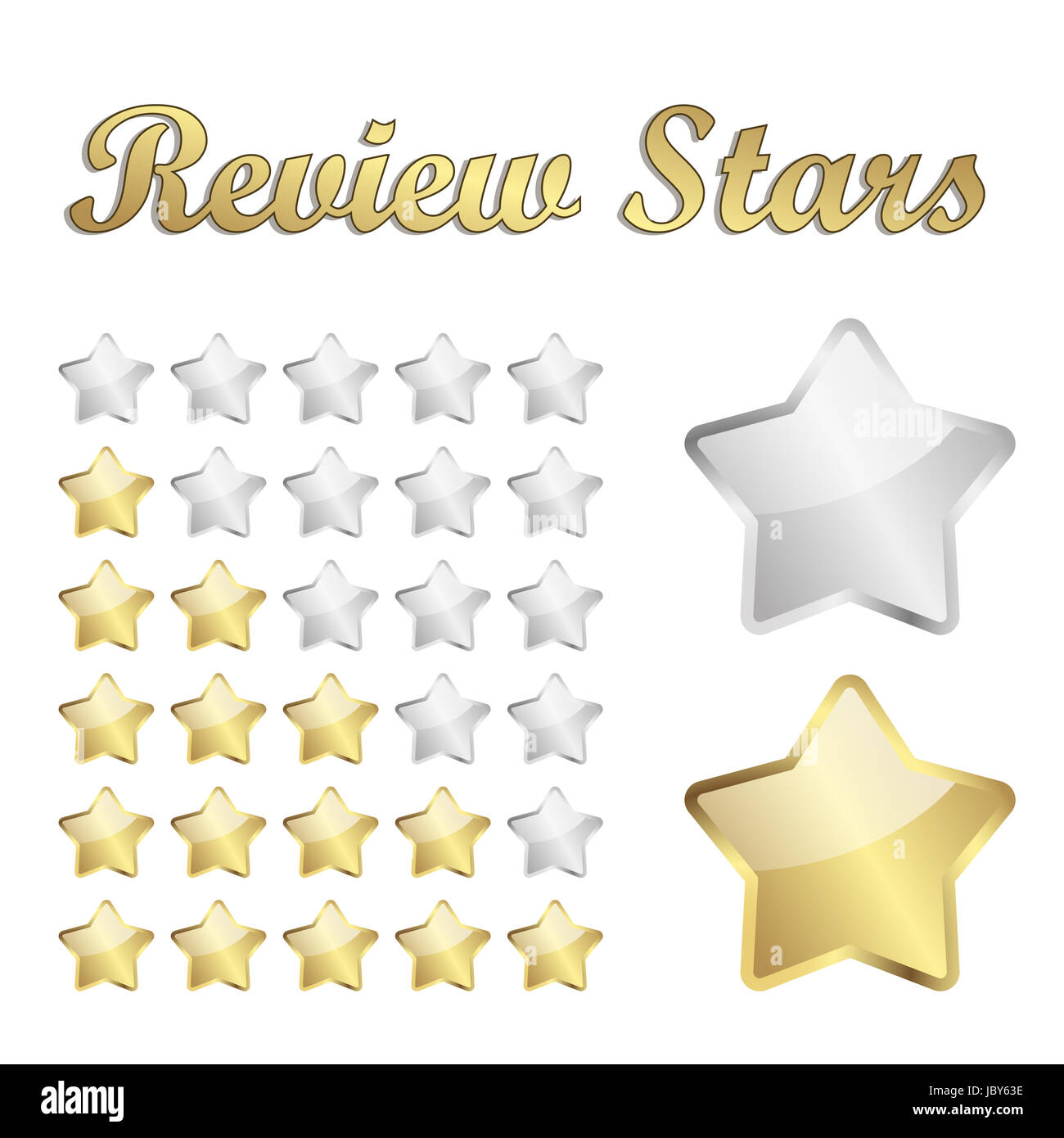 vector of golden review stars for rating Stock Photo