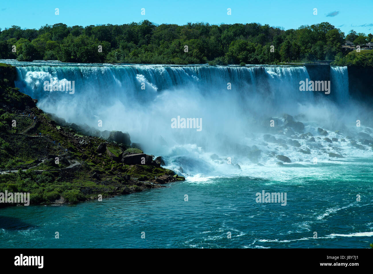 American side of Niagara Falls as seen from the Canadian side Stock Photo