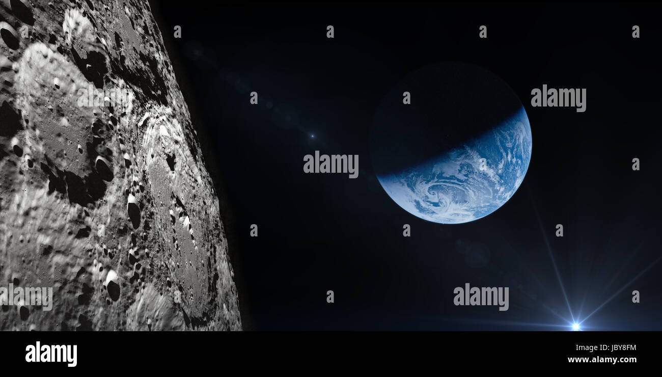 Earth view from moon. Elements of this image furnished by NASA Stock ...