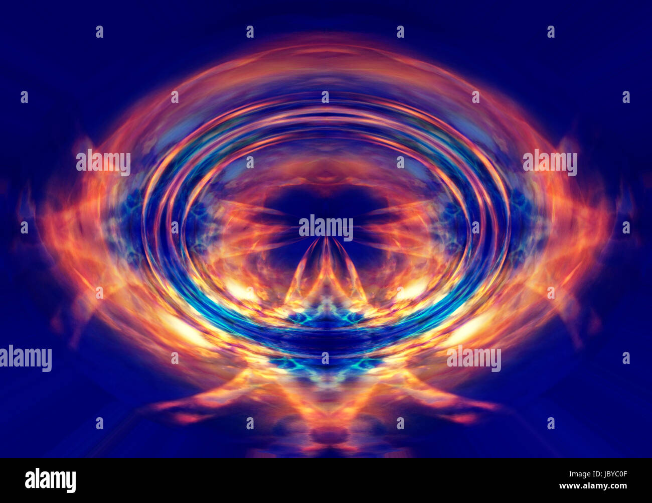 Abstract orange light burst against a dark blue background Stock Photo ...
