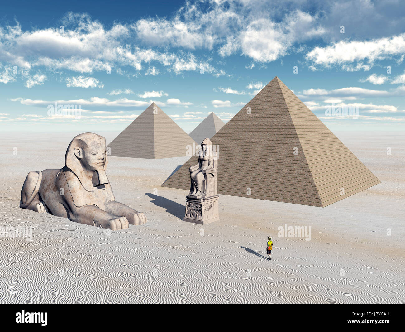 egyptian pyramids and statues Stock Photo Alamy