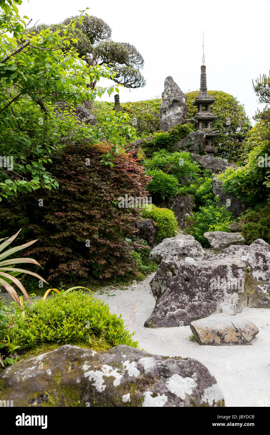 Japanese garden.  Chiran Samurai Houses, Kagoshima, Kyushu, Japan Stock Photo