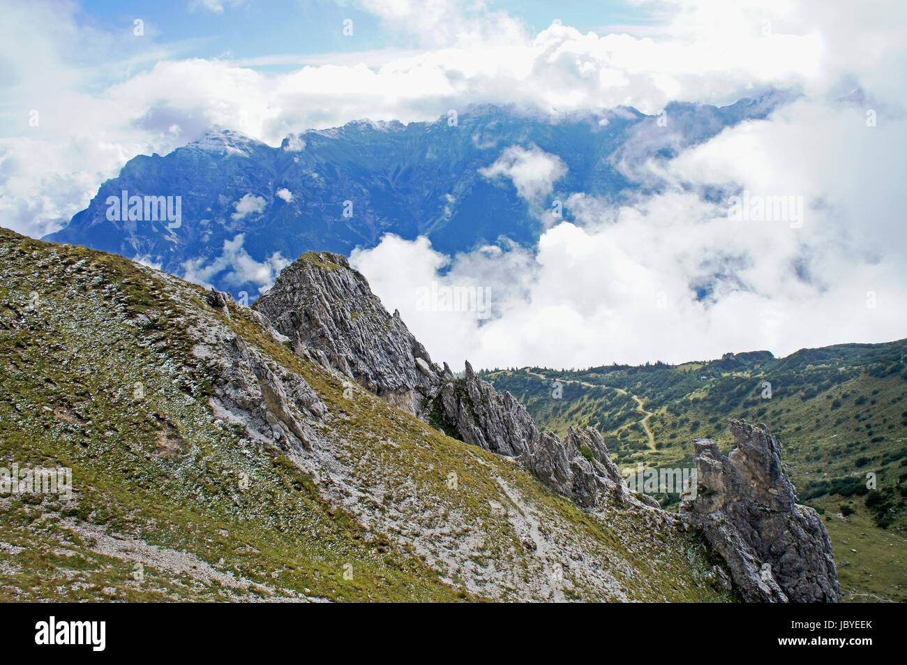 Wolken in den Stubaier Alpen in Tirol in Oesterreich Clouds in the Stubai Alps in Tyrol in Austria Stock Photo