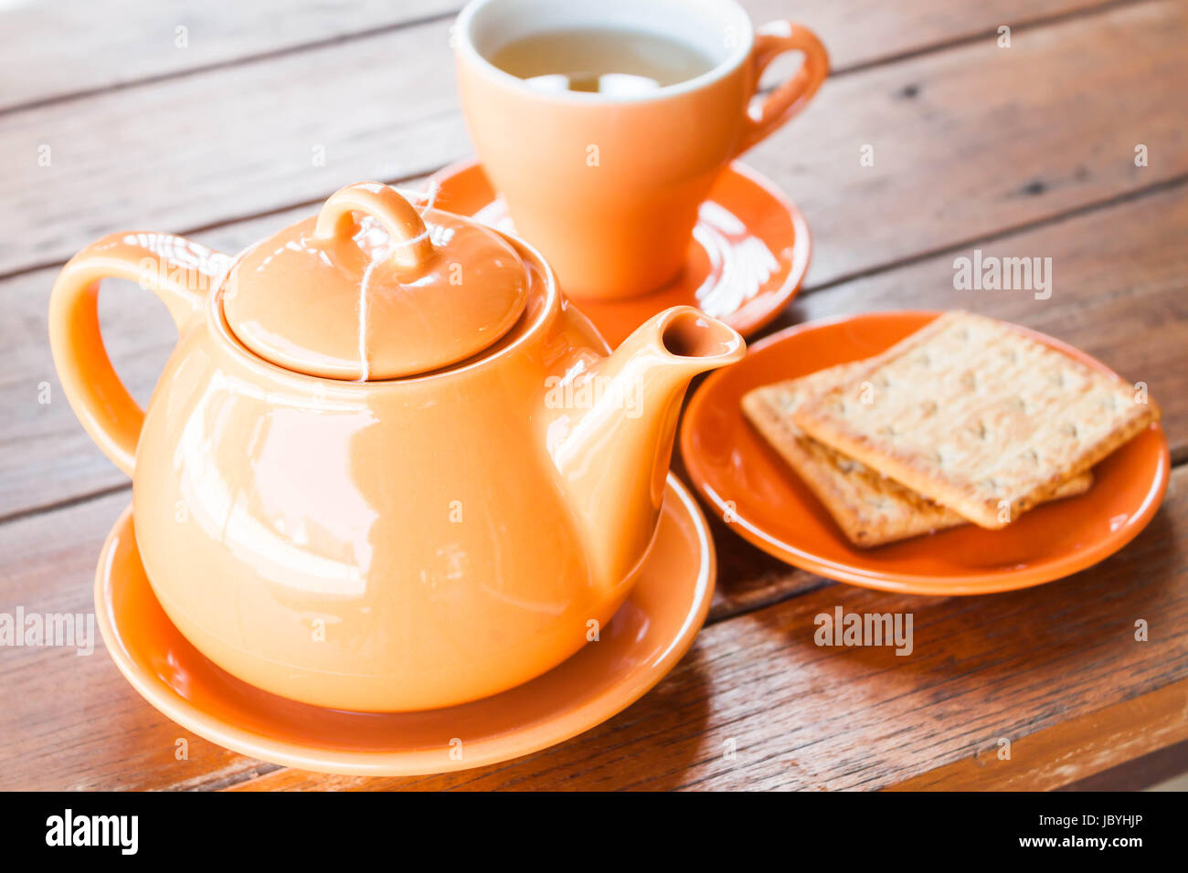Hot tea cup and crackers, stock photo Stock Photo Alamy