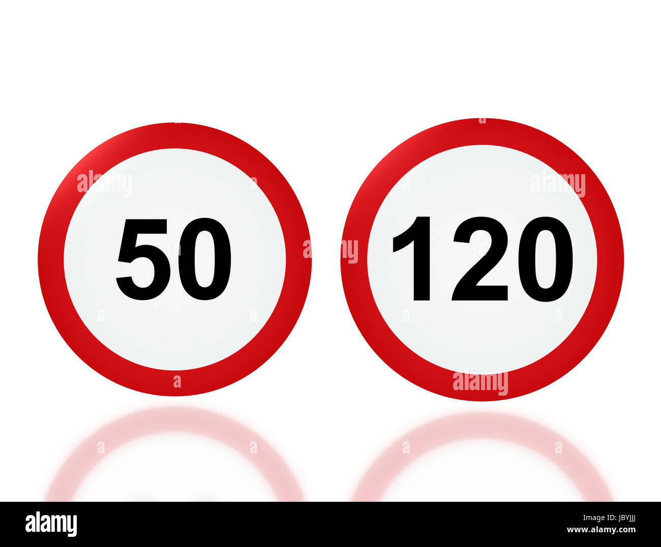 the notice of traffic road sign Speed limit 50 and 120 for