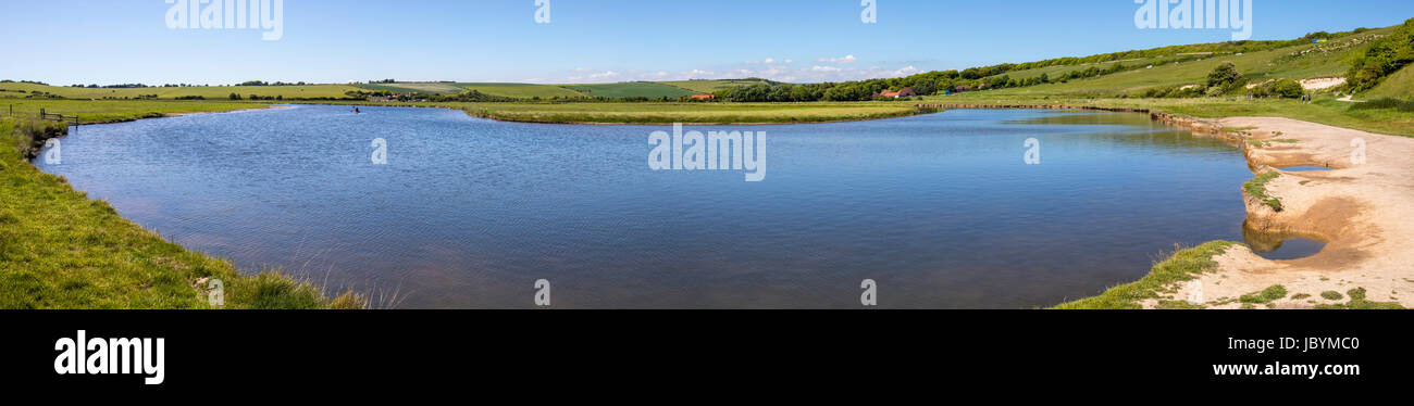 A view of the estuary at Cuckmere Haven, situated in the Seven Sisters Country Park in East Sussex, UK. Stock Photo